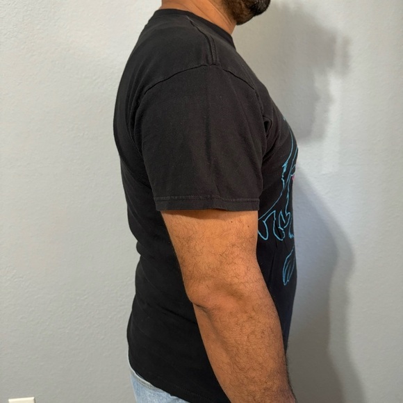 Vtg Looney Tunes Tasmanian Devil Men Black Crew Neck T-Shirt Size L 100% Cotton - Picture 8 of 11